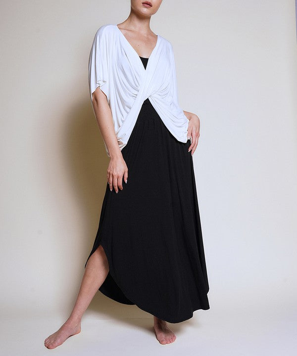 organic, bamboo maxiskirt in black