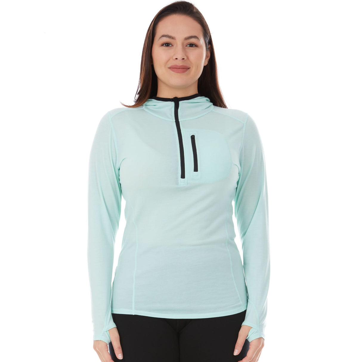 Microweight - Women's Wool 1/4 Zip Sun Hoodie Woolverino