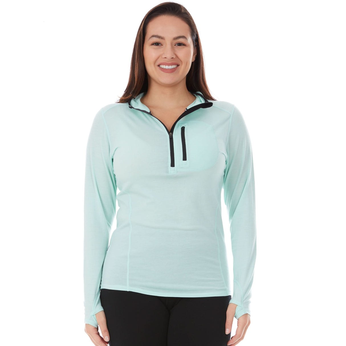 Microweight - Women's Wool 1/4 Zip Sun Hoodie Woolverino