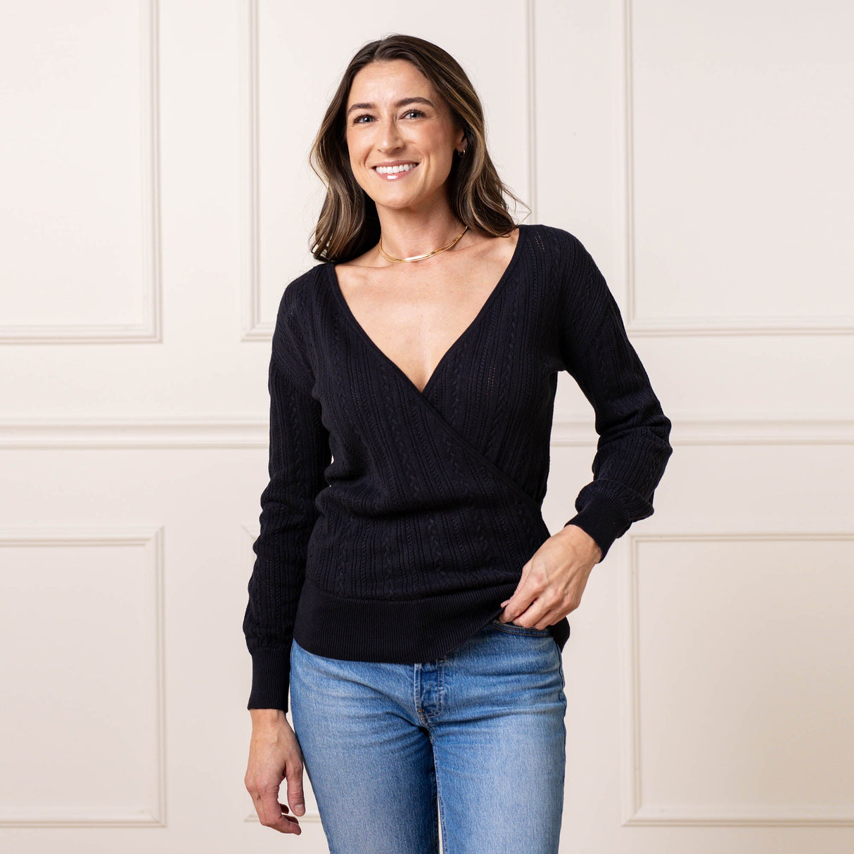 Women's 100% Cotton Reversible Wrap Sweater