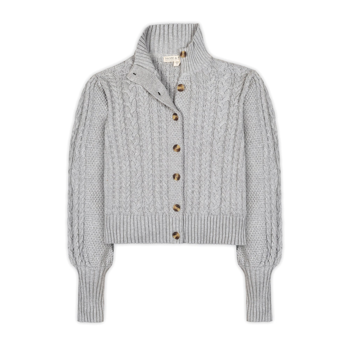 Organic Mock Neck Cable Cardigan