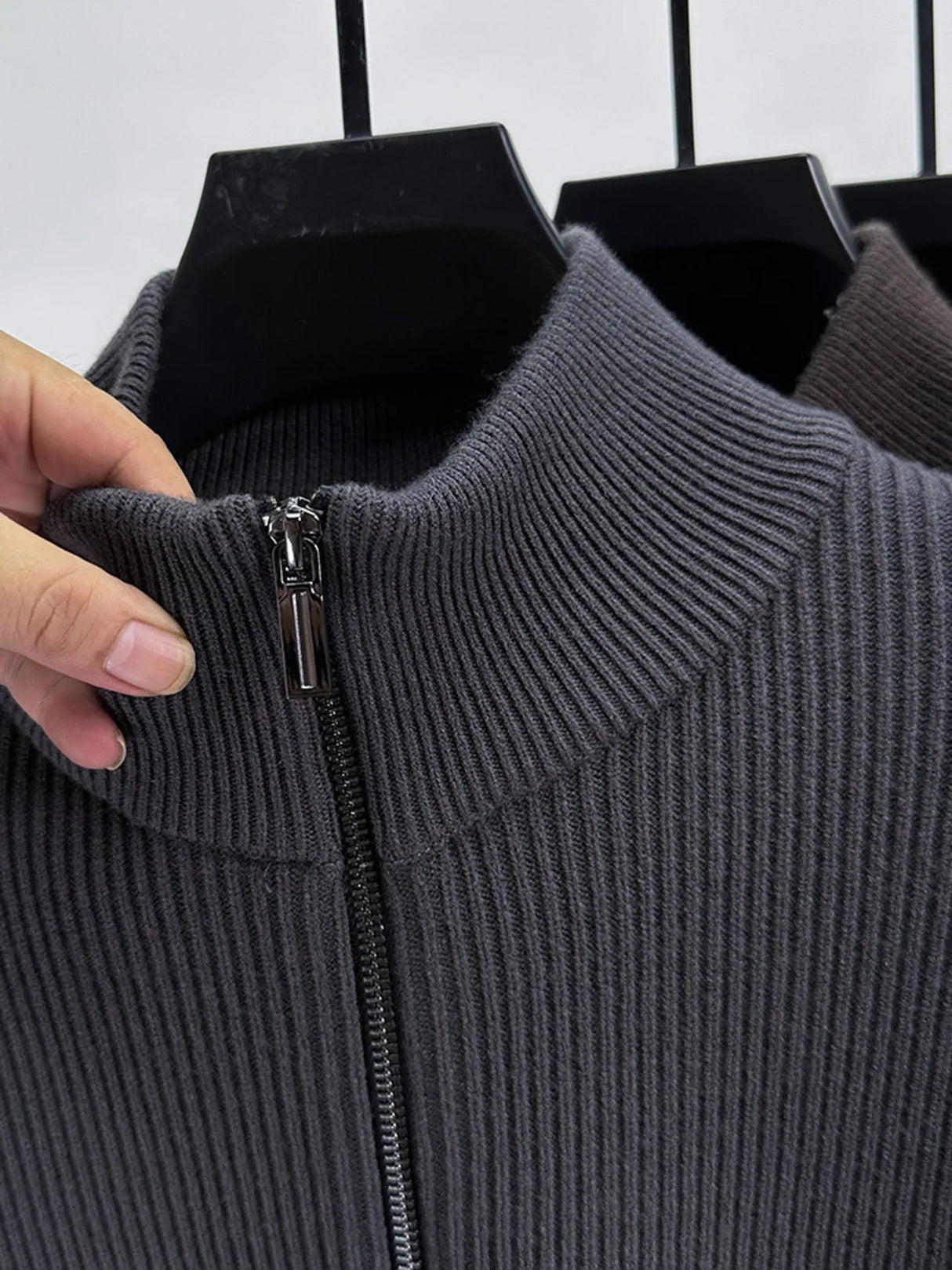 wool zip up cardigan