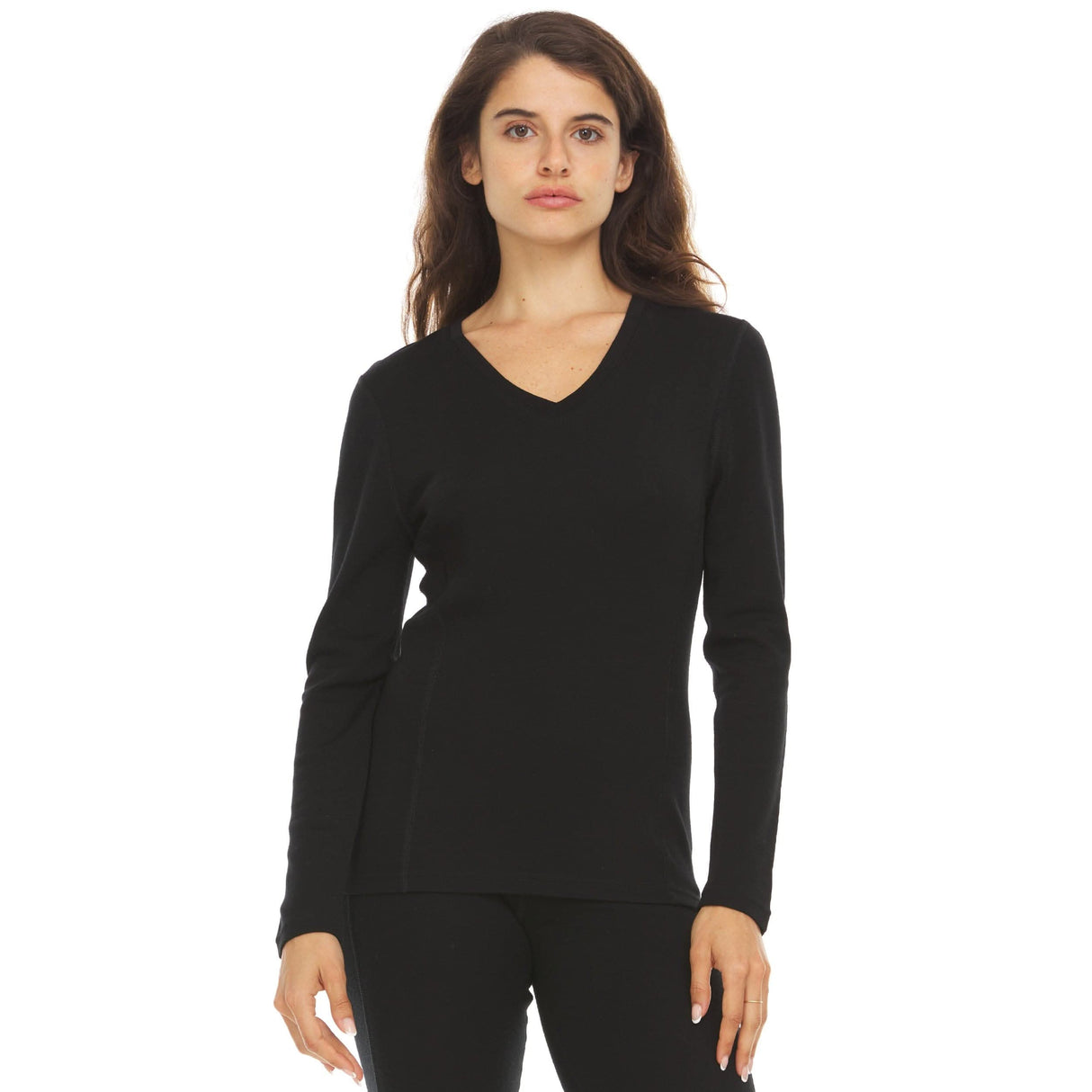 Women's 100% Merino Wool Midweight Long Sleeve V-Neck