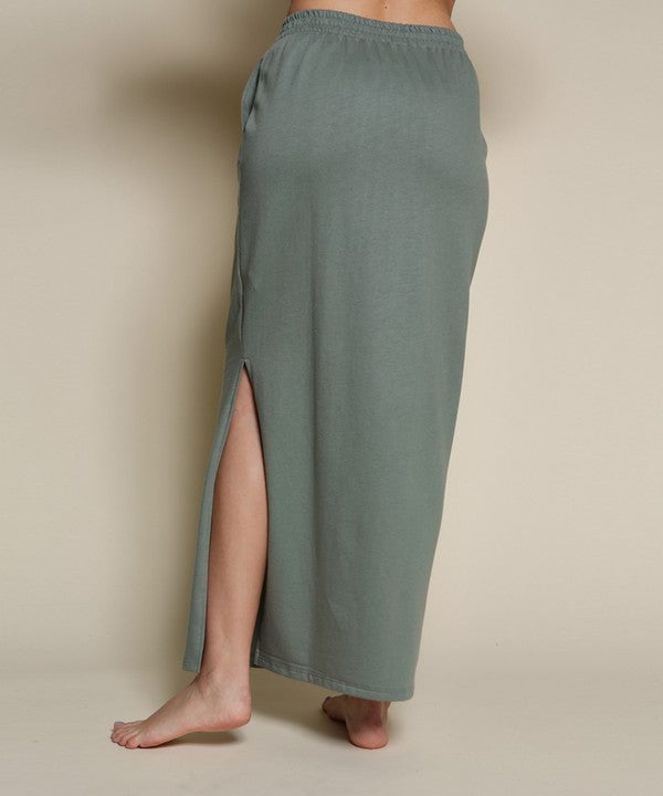 Side Slit Maxi Skirt, Hemp & Cotton Maxi Skirt, Women's Maxi Skirt, Made in USA