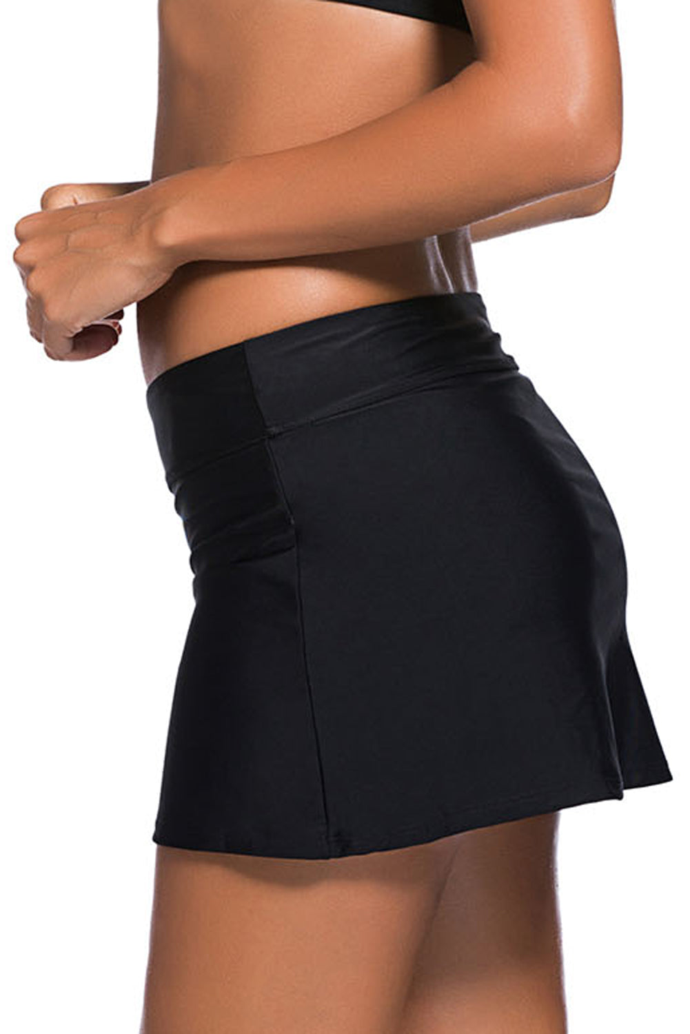 Black Skirted Bikini Bottom - | Black Swim Skirt