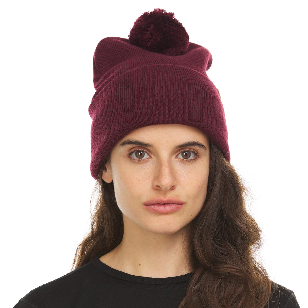 Knit Cuff Pom Beanie - Midweight, 100% Merino Wool