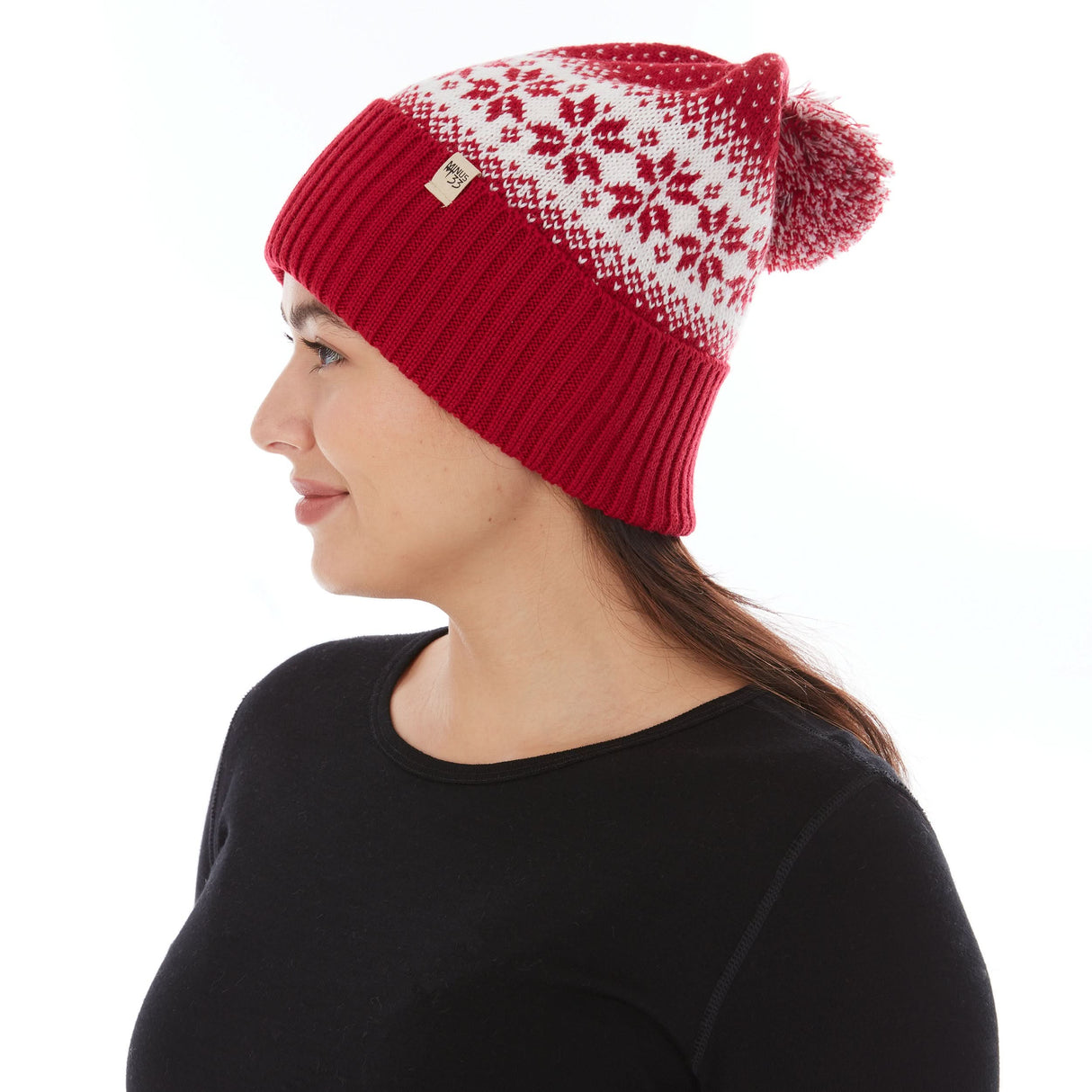 Knit Cuff Pom Beanie - Midweight, 100% Merino Wool