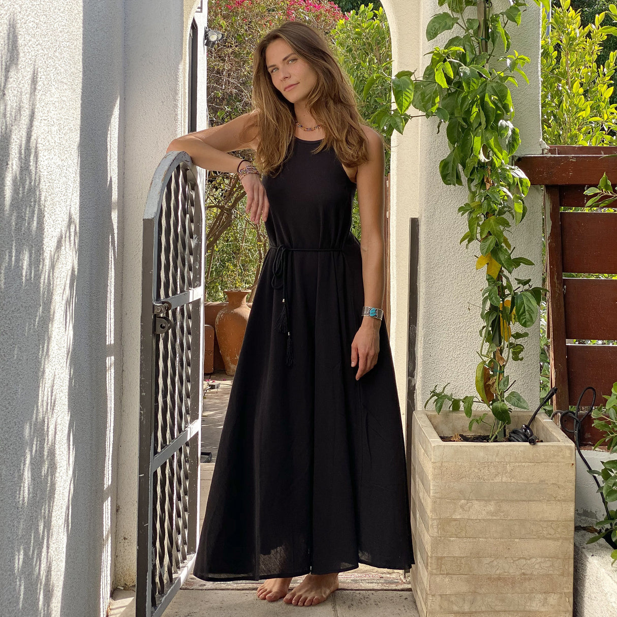 black maxi dress