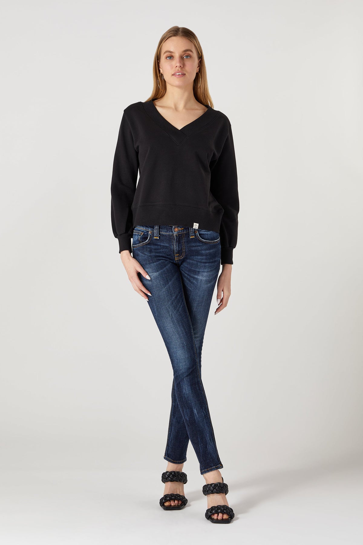 Fiona Organic Cotton V-Neck Sweatshirt