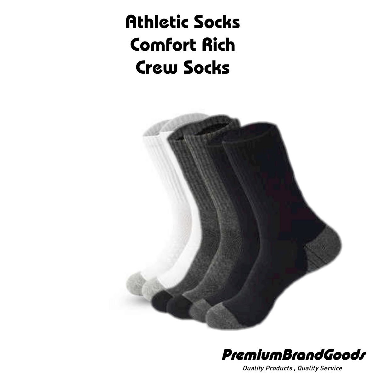 Men's Comfort Rich Crew Cushion Socks Athletic Active 10-13 3 Color | Athletic Crew Socks