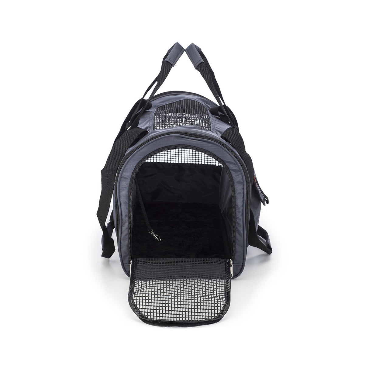 Pet carrier interior with leash