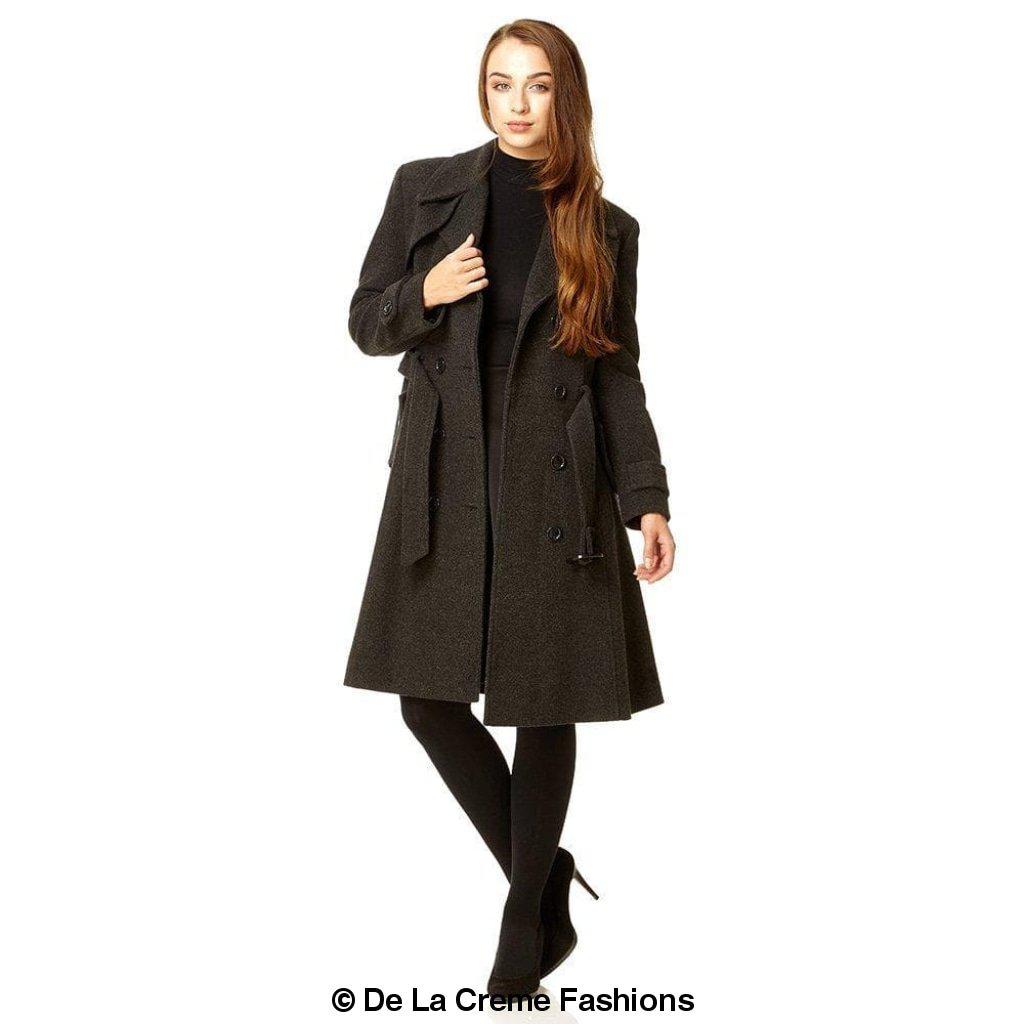 Women's Wool Blend Double Breasted Coat, Women's Wool Coat