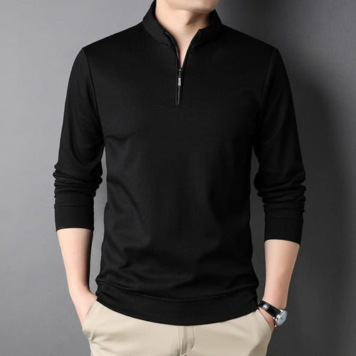 Men's Casual Stand Collar Long Sleeve Top | Slim Fit Sweaters | Men's Lightweight Pullover