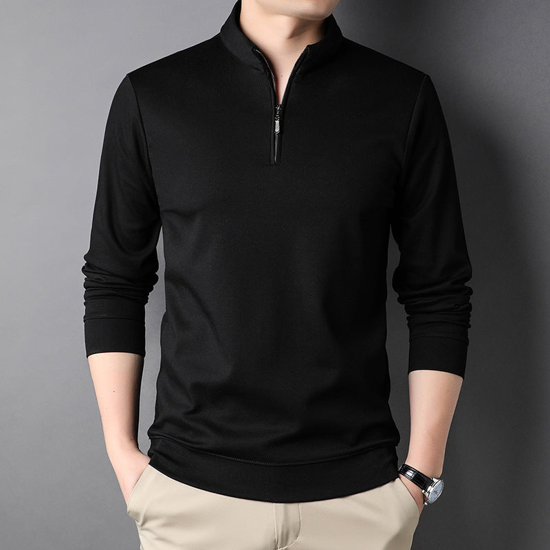 Men's Casual Stand Collar Long Sleeve Top | Slim Fit Sweaters | Men's Lightweight Pullover
