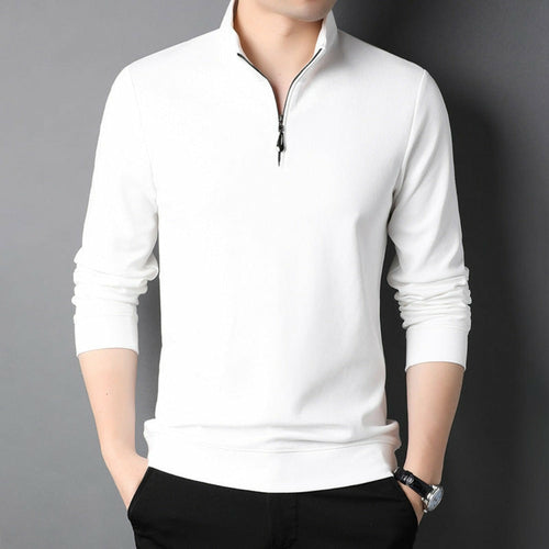 Men's Casual Stand Collar Long Sleeve Top | Slim Fit Sweaters | Men's Lightweight Pullover
