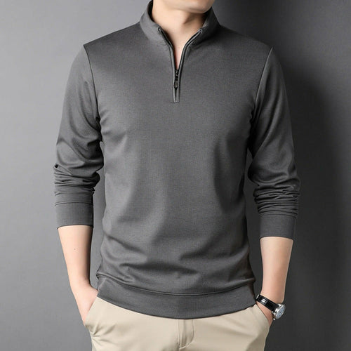 Men's Casual Stand Collar Long Sleeve Top | Slim Fit Sweaters | Men's Lightweight Pullover