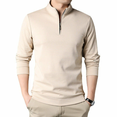 Men's Casual Stand Collar Long Sleeve Top | Slim Fit Sweaters | Men's Lightweight Pullover