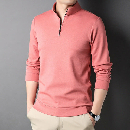 Men's Casual Stand Collar Long Sleeve Top | Slim Fit Sweaters | Men's Lightweight Pullover