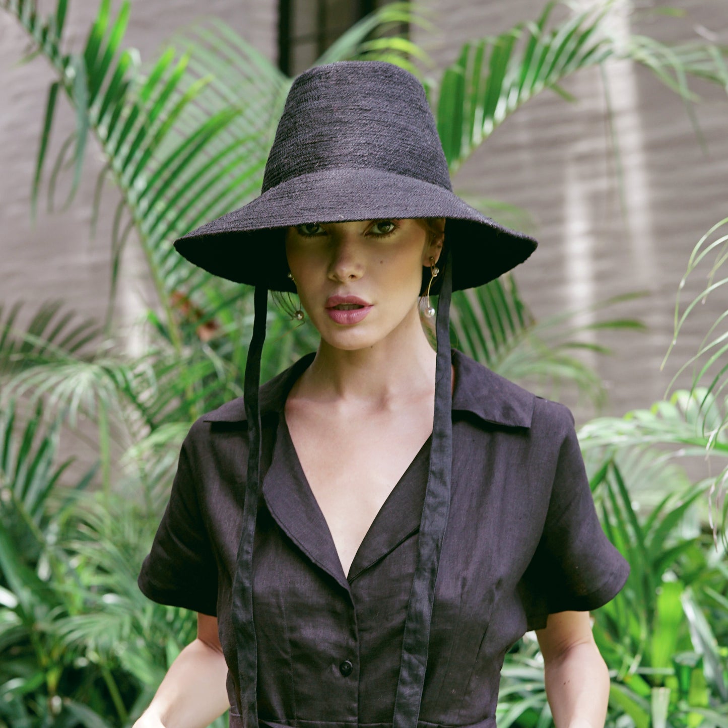 Women's Jute Straw Hat, Black, by MEG