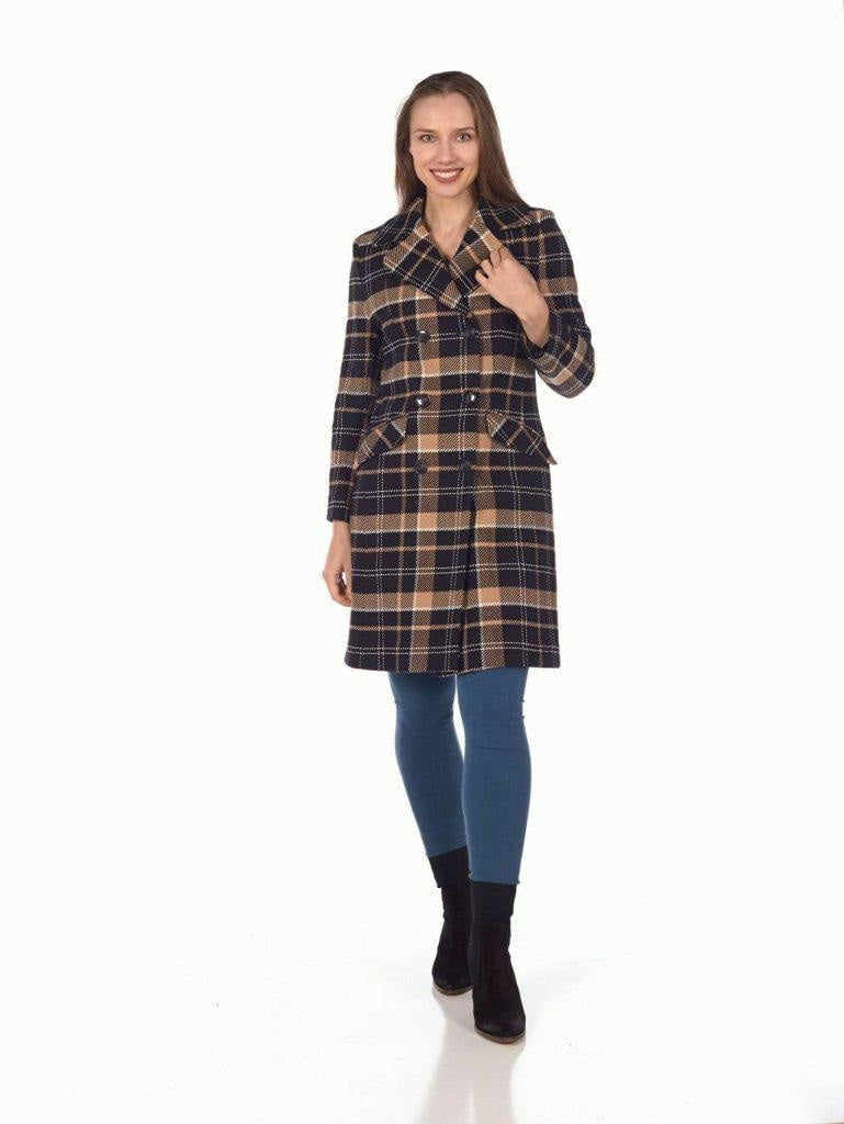 double breasted tartan wool coat