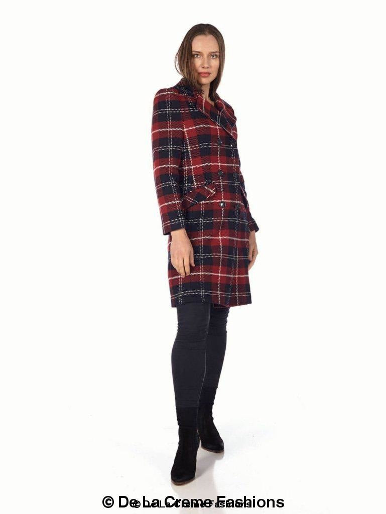 plaid wool coat, red plaid coat