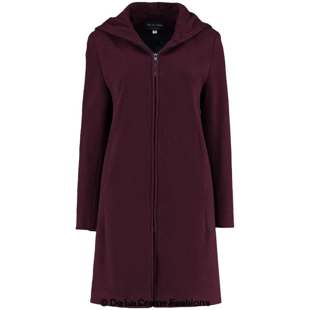 Women's Hooded Zip Coat, De La Creme Women's Wool Coat