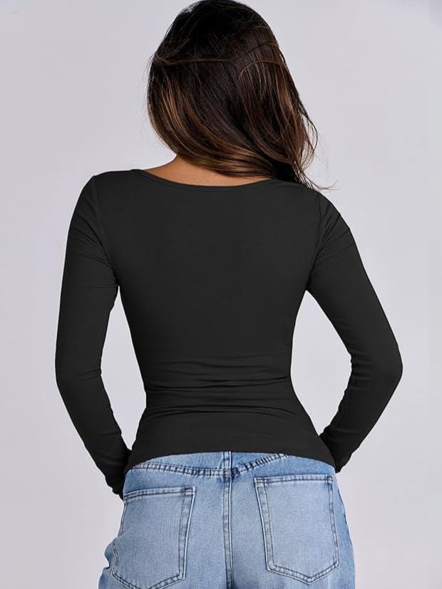 Paige Organic Cotton Long Sleeve Cutout Top
