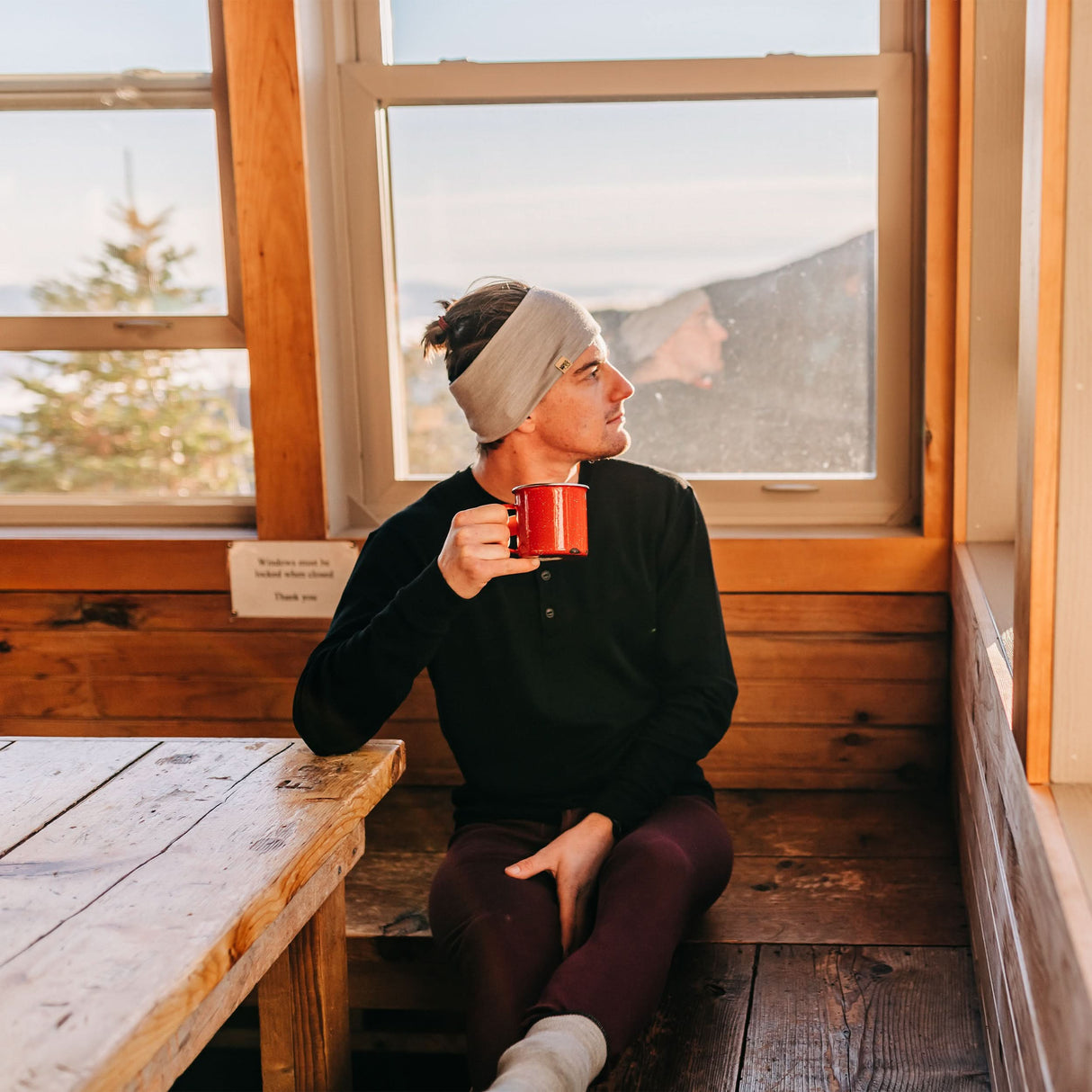 Men's 3-Button Long Sleeve Midweight Henley, 100% Merino Wool