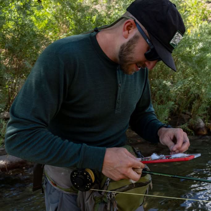 Men's 3-Button Long Sleeve Midweight Henley, 100% Merino Wool
