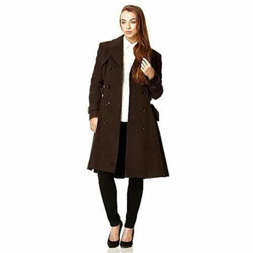 Women's Wool Blend Double Breasted Coat, Women's Wool Coat