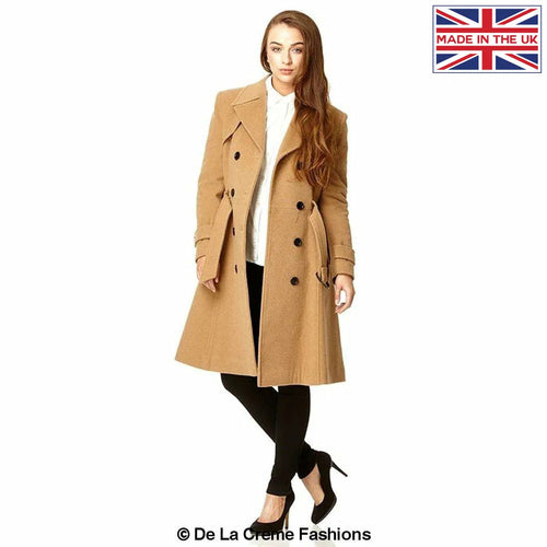 Women's Wool Blend Double Breasted Coat, Women's Wool Coat