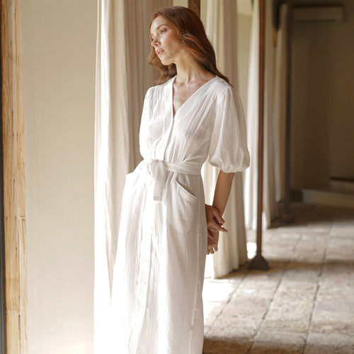 100% cotton white midi dress