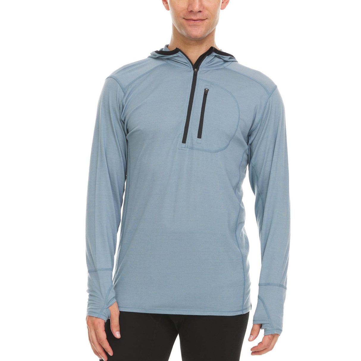 Men's Microweight Wool 1/4 Zip Sun Hoodie Woolverino