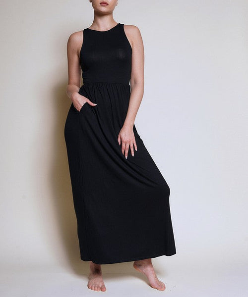 Organic Bamboo Maxi Dress with Halter Neck, Maxidress