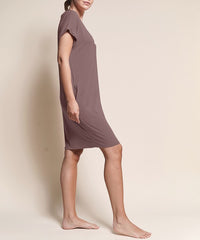 mauve mini dress, above the knee dress