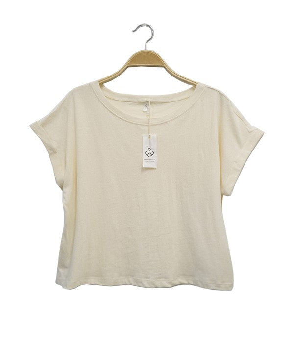 women's beige crop top, recycled clothes