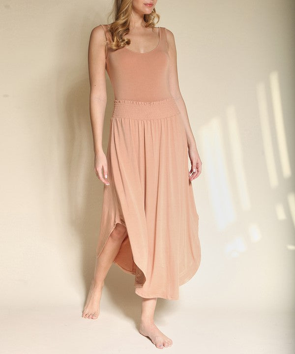 organic clothes, peach maxiskirt