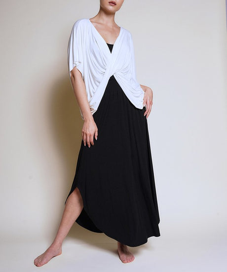 organic, bamboo maxiskirt in black