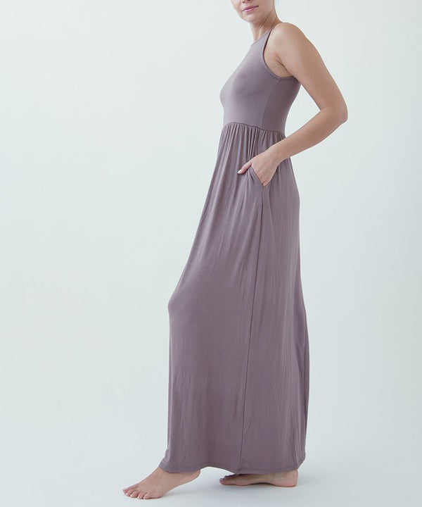 Organic Bamboo Maxi Dress with Halter Neck, Maxidress
