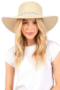 Braided Cotton Band Floppy Straw Hat