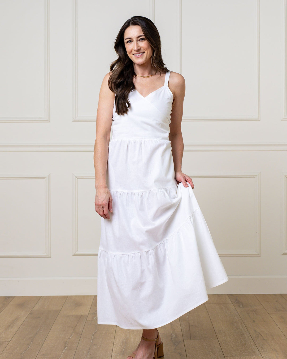Linen & Organic Cotton Tiered Wrap Dress