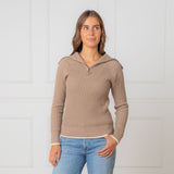 Women's 100% Organic Cotton Raglan Half Zip Sweater