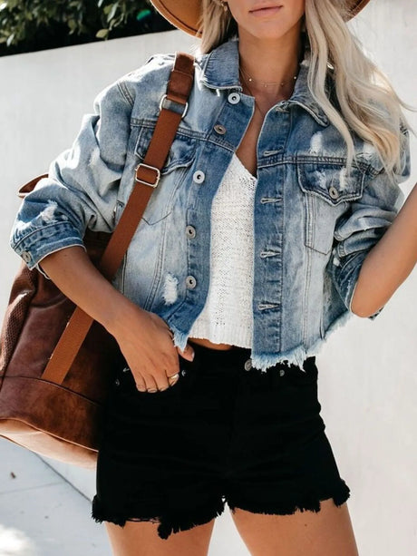 faded distressed denim jacket