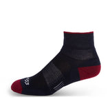 blue and red hiking socks, red toe socks