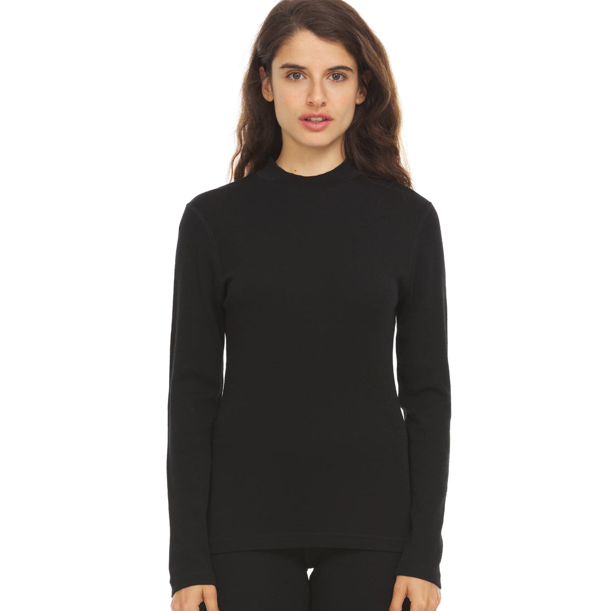 Women's Long Sleeve Mock Neck 100% Merino Wool