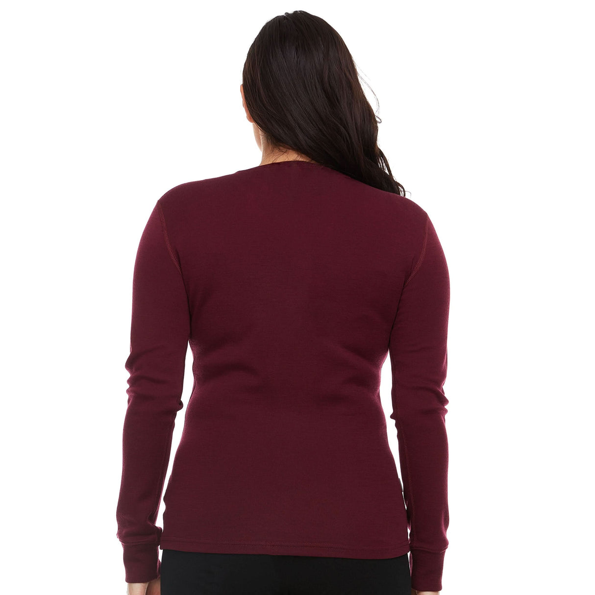 Women's Long Sleeve Midweight Henley 100% Merino Wool