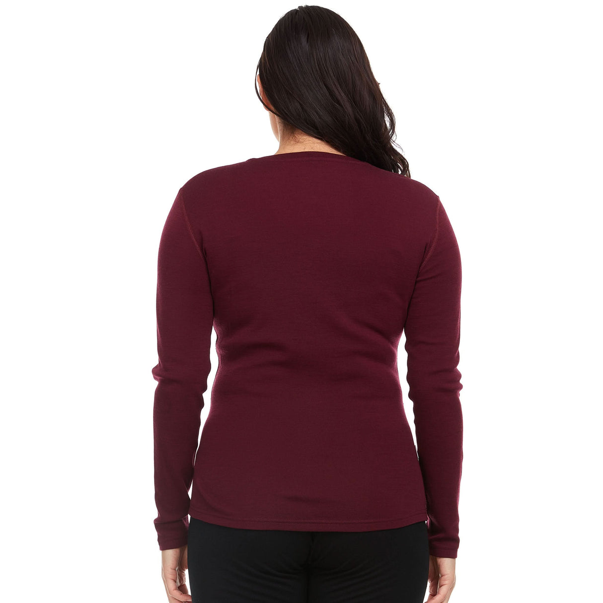 Women's Long Sleeve V-Neck, Midweight, 100% Merino Wool