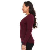 Women's Long Sleeve V-Neck, Midweight, 100% Merino Wool