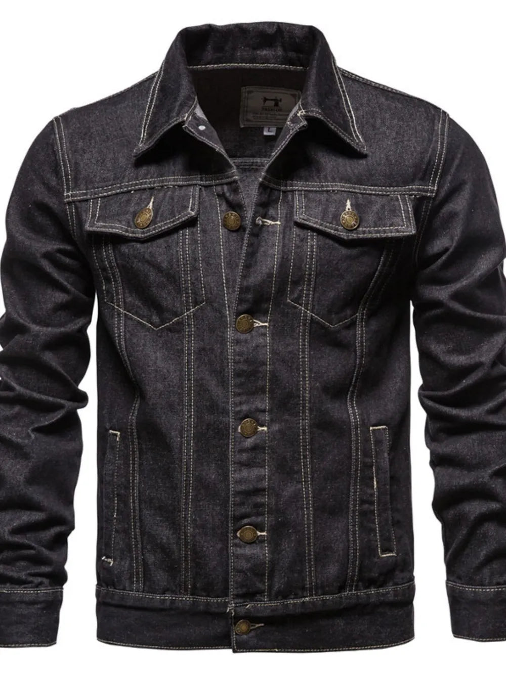 black jean jacket, black denim jacket