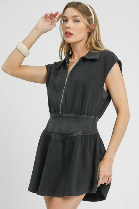 women's mini dress, zip up mini dress